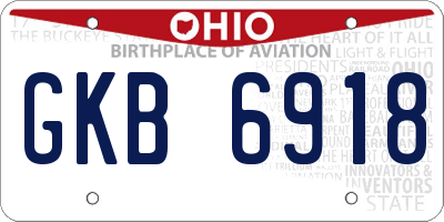 OH license plate GKB6918