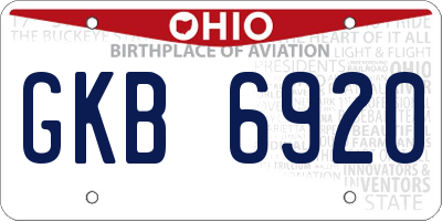 OH license plate GKB6920
