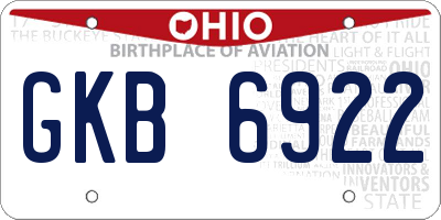 OH license plate GKB6922