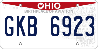 OH license plate GKB6923