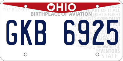 OH license plate GKB6925