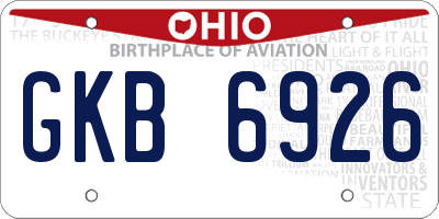 OH license plate GKB6926