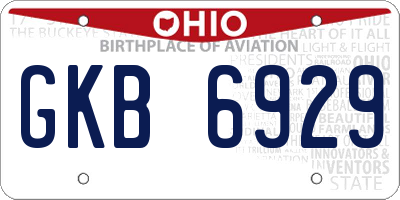 OH license plate GKB6929