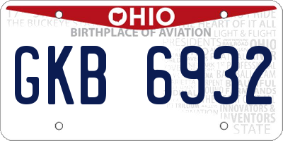 OH license plate GKB6932
