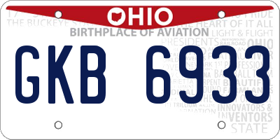OH license plate GKB6933