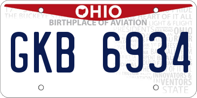 OH license plate GKB6934