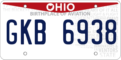 OH license plate GKB6938