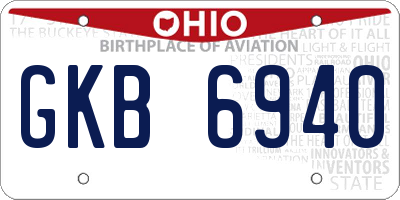 OH license plate GKB6940