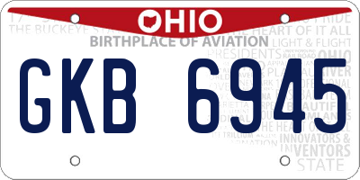 OH license plate GKB6945