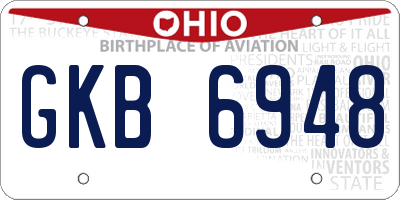 OH license plate GKB6948