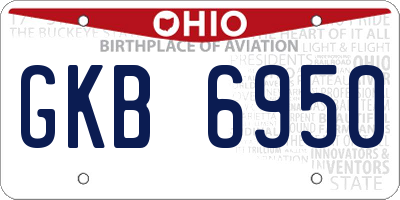 OH license plate GKB6950