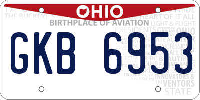 OH license plate GKB6953
