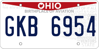 OH license plate GKB6954