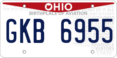 OH license plate GKB6955