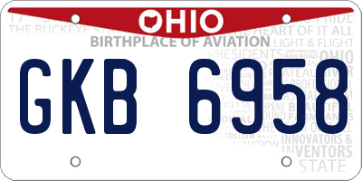 OH license plate GKB6958