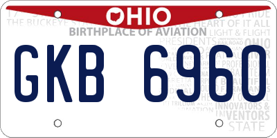 OH license plate GKB6960