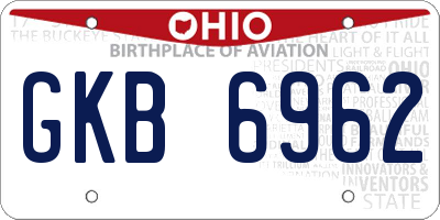 OH license plate GKB6962