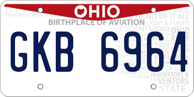 OH license plate GKB6964