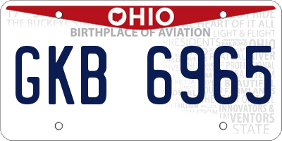OH license plate GKB6965