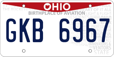 OH license plate GKB6967