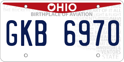 OH license plate GKB6970