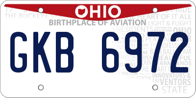 OH license plate GKB6972