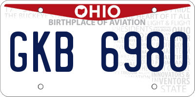 OH license plate GKB6980