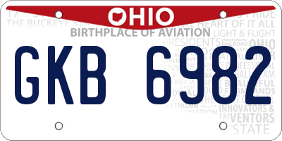 OH license plate GKB6982