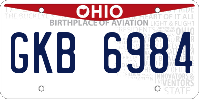 OH license plate GKB6984
