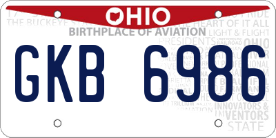 OH license plate GKB6986