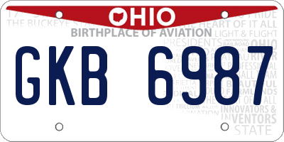OH license plate GKB6987
