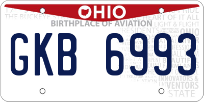 OH license plate GKB6993