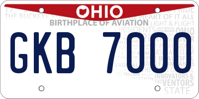 OH license plate GKB7000