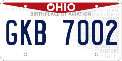 OH license plate GKB7002