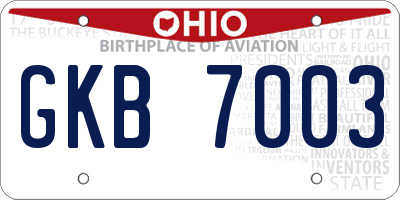 OH license plate GKB7003