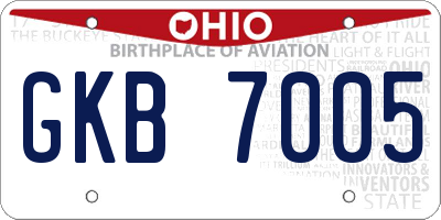 OH license plate GKB7005