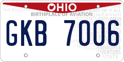 OH license plate GKB7006
