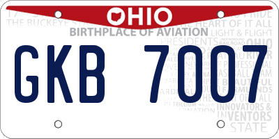 OH license plate GKB7007