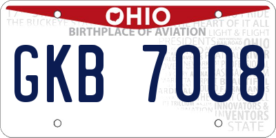 OH license plate GKB7008