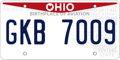 OH license plate GKB7009