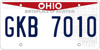OH license plate GKB7010