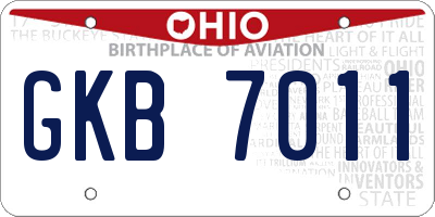 OH license plate GKB7011