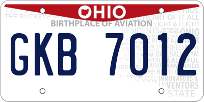 OH license plate GKB7012