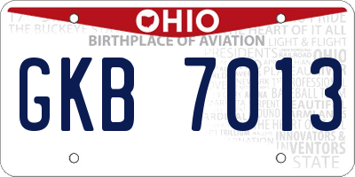 OH license plate GKB7013