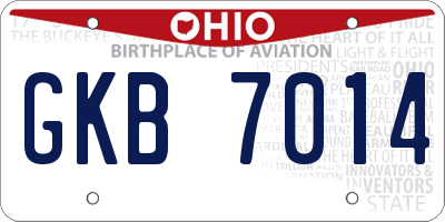 OH license plate GKB7014