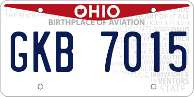 OH license plate GKB7015