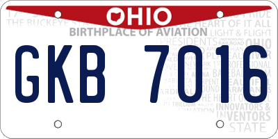 OH license plate GKB7016