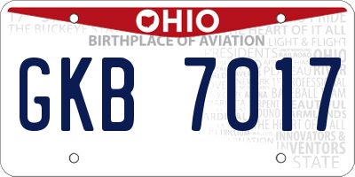 OH license plate GKB7017