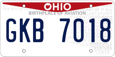 OH license plate GKB7018