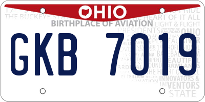 OH license plate GKB7019